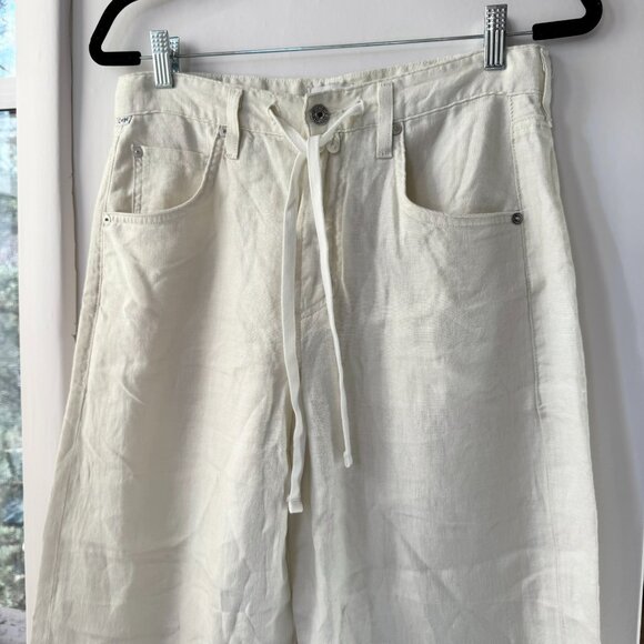 Citizens of Humanity Brynn Drawstring Linen Trousers Vanilla Cream 26 - Picture 12 of 13
